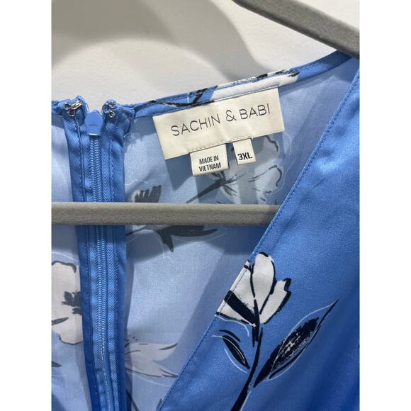 Sachin & Babi Amelia Blouse Tassels Cocktail Party Women Blue Short Sleeve 3XL - Picture 3 of 5